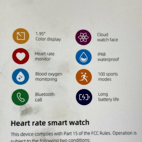 NIB Smartwatch + Fitness Tracker iPhone/Android Sports Model IDW16 Waterproof